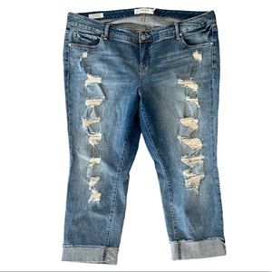 Torrid Distressed Boyfriend Fit Crop Capri Jeans